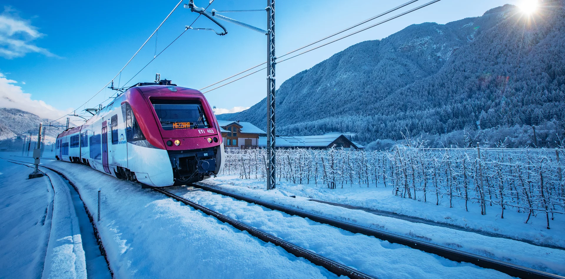 Servizio Ski Train, treno+ sci Dolomiti Express | © Archivio APT Val di Sole - Ph Tommaso Prugnola